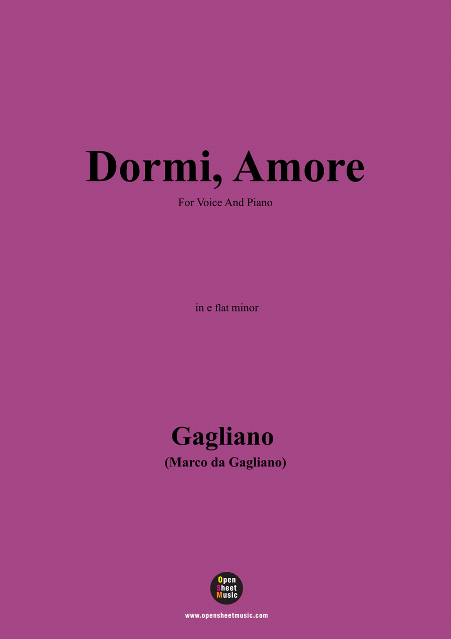 Gagliano-Dormi,Amore,in e flat minor Piano, Vocal scores gallery preview page 1