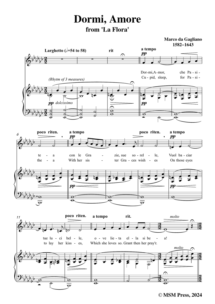 Gagliano-Dormi,Amore,in e flat minor Piano, Vocal scores gallery preview page 3