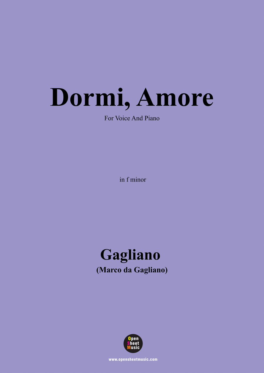 Gagliano-Dormi,Amore,in f minor Piano, Vocal scores gallery preview page 1