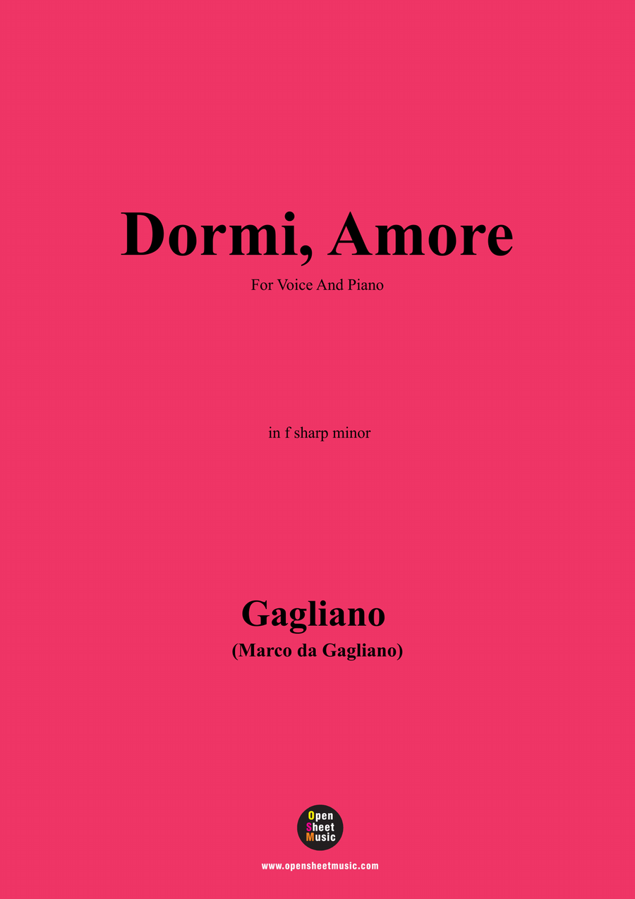 Gagliano-Dormi,Amore,in f sharp minor Piano, Vocal scores gallery preview page 1