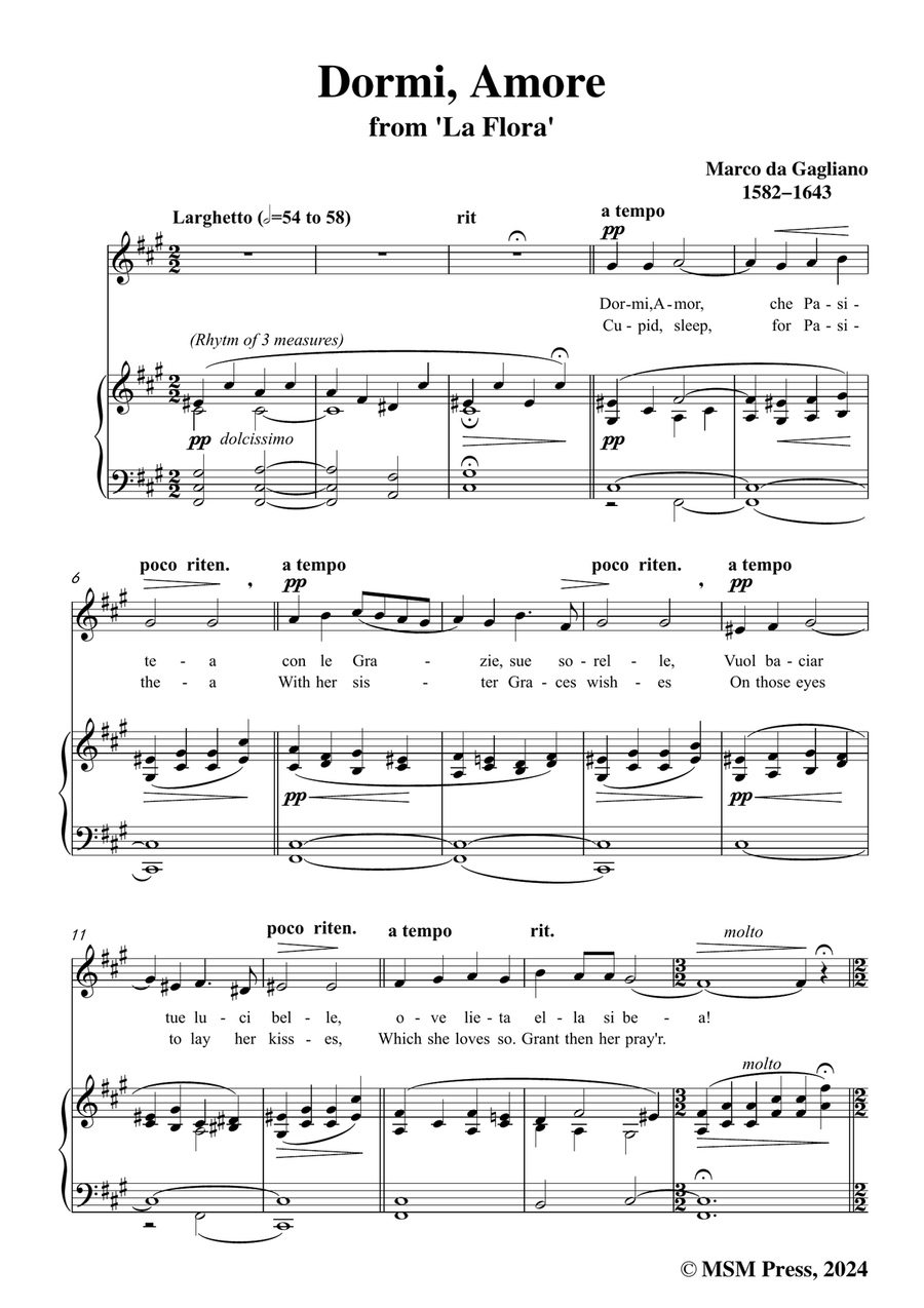 Gagliano-Dormi,Amore,in f sharp minor Piano, Vocal scores gallery preview page 3