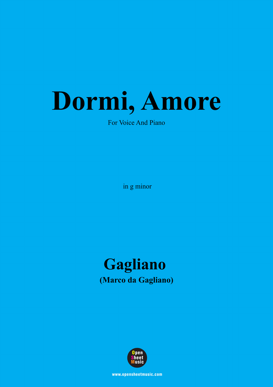 Gagliano-Dormi,Amore,in g minor Piano, Vocal scores gallery preview page 1