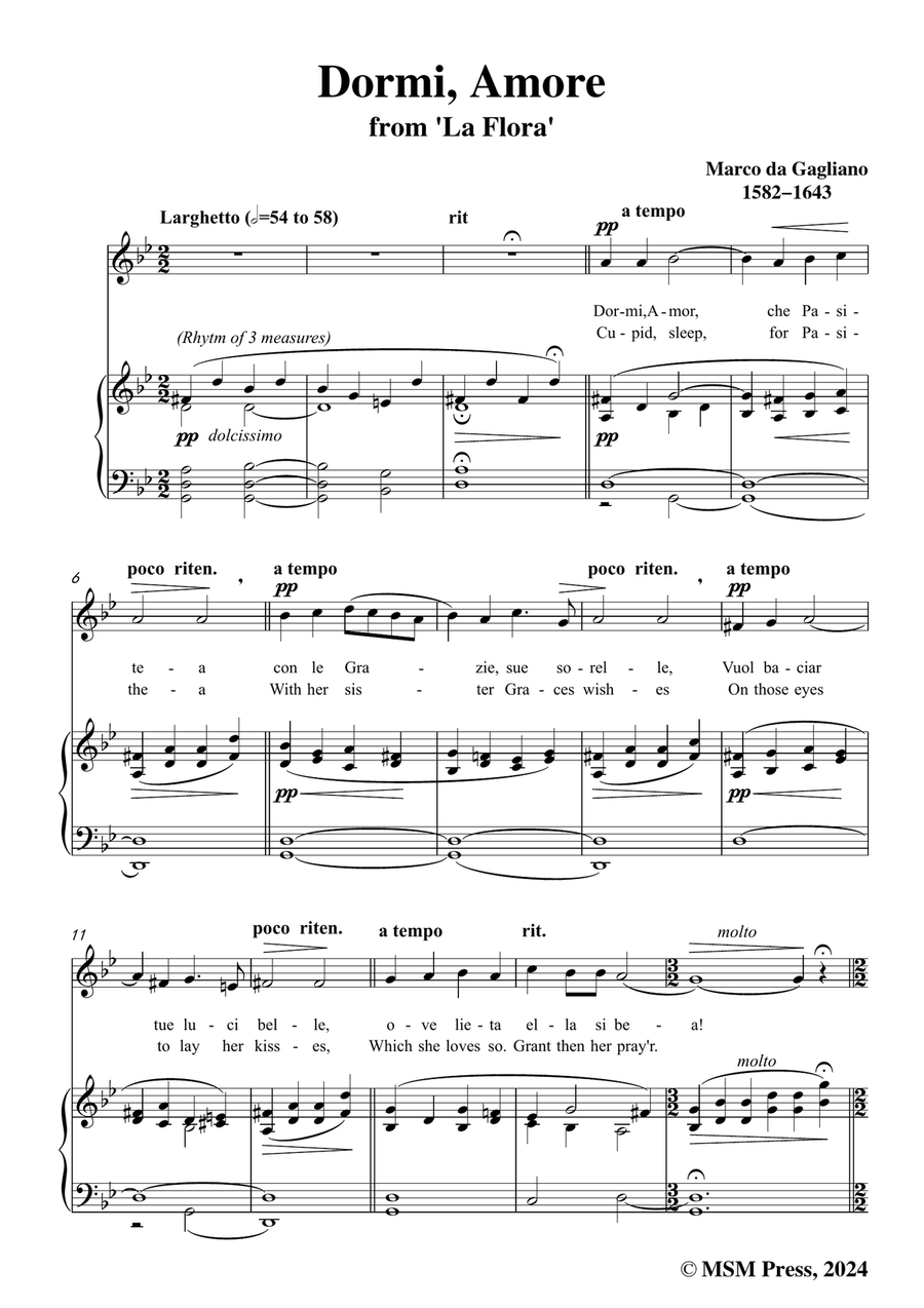 Gagliano-Dormi,Amore,in g minor Piano, Vocal scores gallery preview page 3