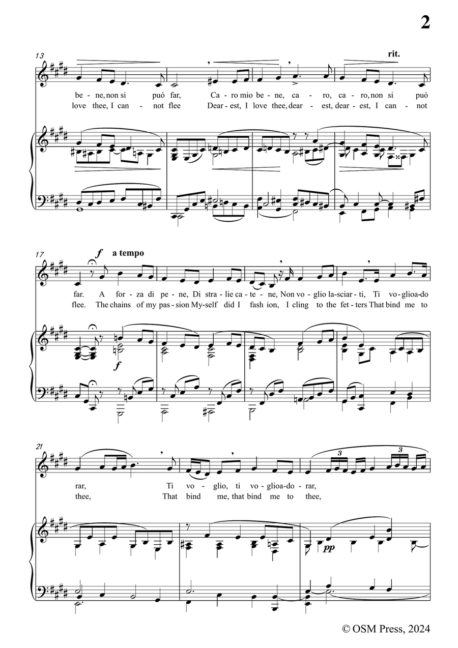 Gasparini-Lasciar damarti Per non Penar,in c sharp minor Piano, Vocal scores gallery preview page 3