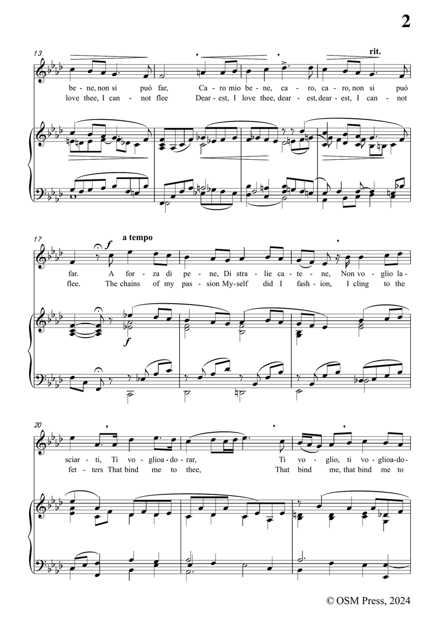 Gasparini-Lasciar damarti Per non Penar,in f minor Piano, Vocal scores gallery preview page 3