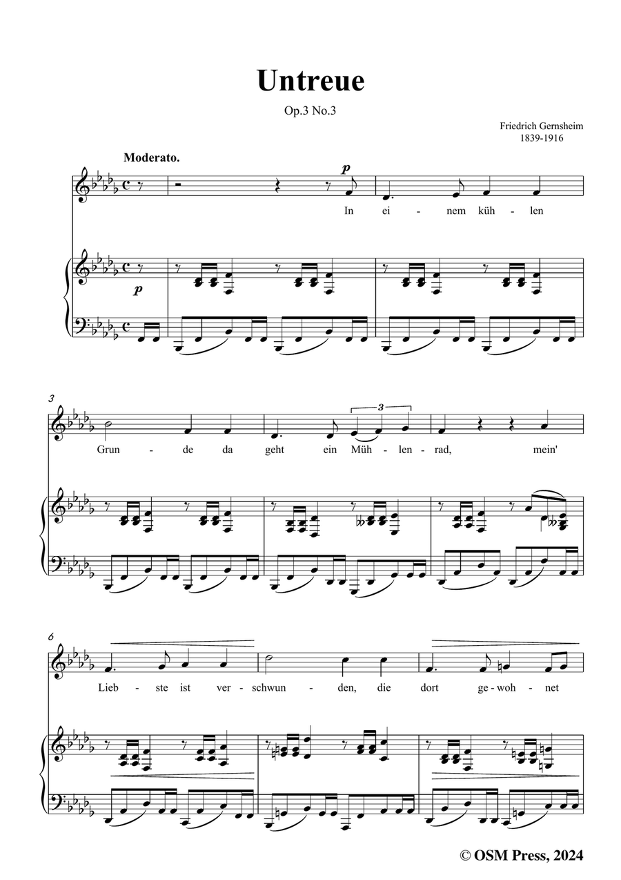 Gernsheim-Untreue,Op.3 No.3,in b flat minor Piano, Vocal scores gallery preview page 3
