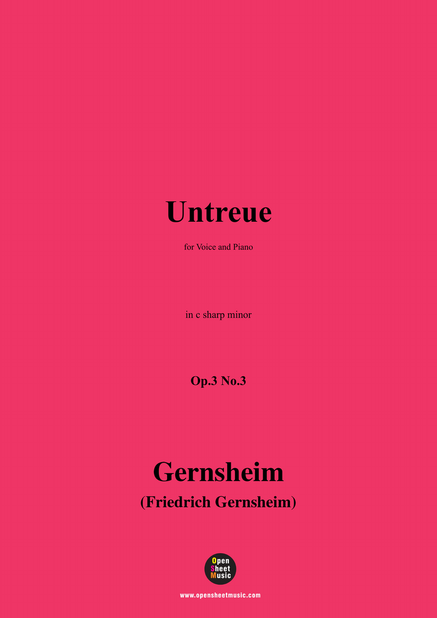 Gernsheim-Untreue,Op.3 No.3,in c sharp minor Piano, Vocal scores gallery preview page 1