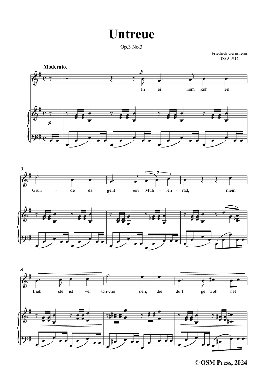 Gernsheim-Untreue,Op.3 No.3,in e minor Piano, Vocal scores gallery preview page 3