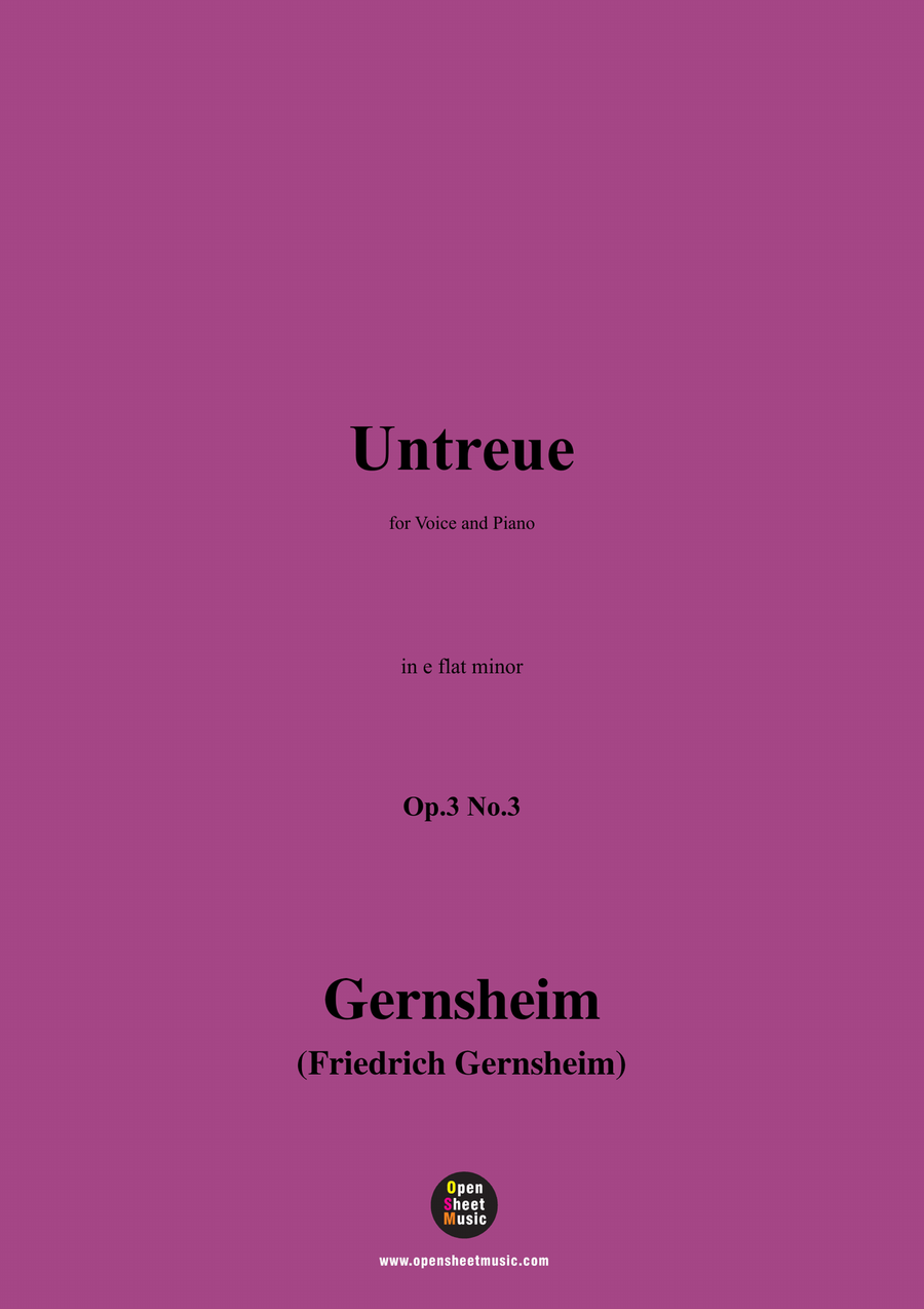 Gernsheim-Untreue,Op.3 No.3,in e flat minor Piano, Vocal scores gallery preview page 1