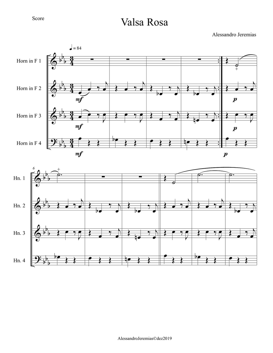 Valsa rosa Brass Ensemble scores gallery preview page 2