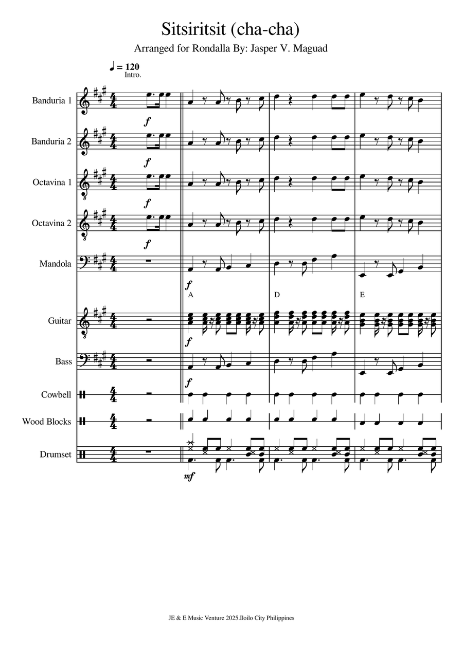 Sitsiritsit Cha-Cha Rondalla - Score Only A Cappella scores gallery preview page 1