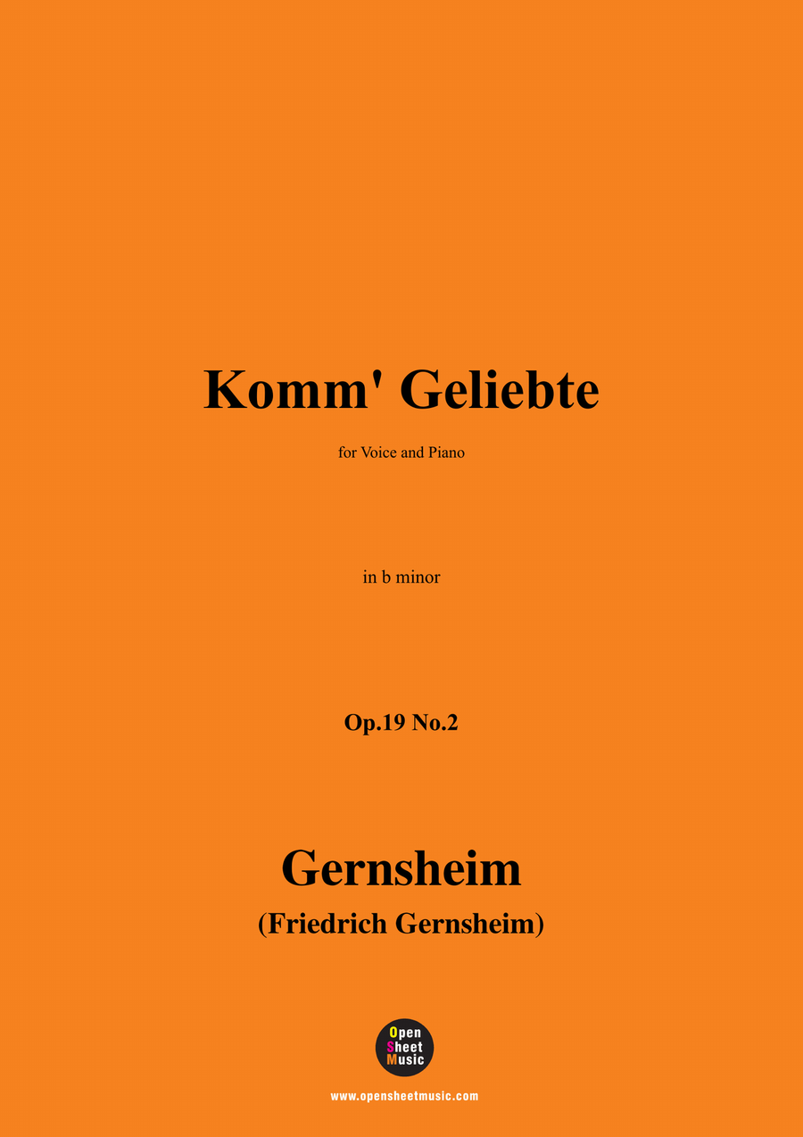 Gernsheim-Komm' Geliebte,in b minor Piano, Vocal scores gallery preview page 1