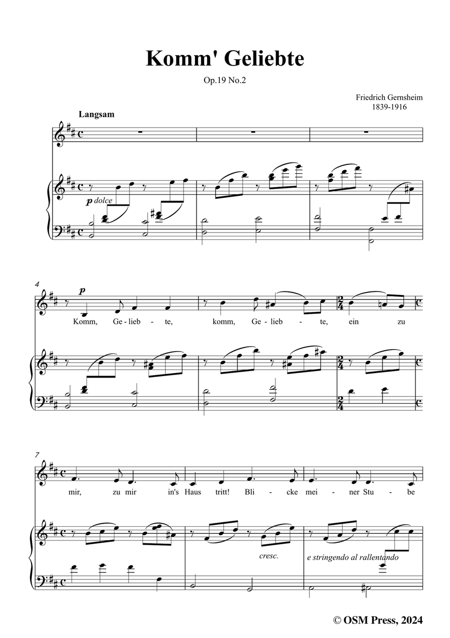Gernsheim-Komm' Geliebte,in b minor Piano, Vocal scores gallery preview page 3