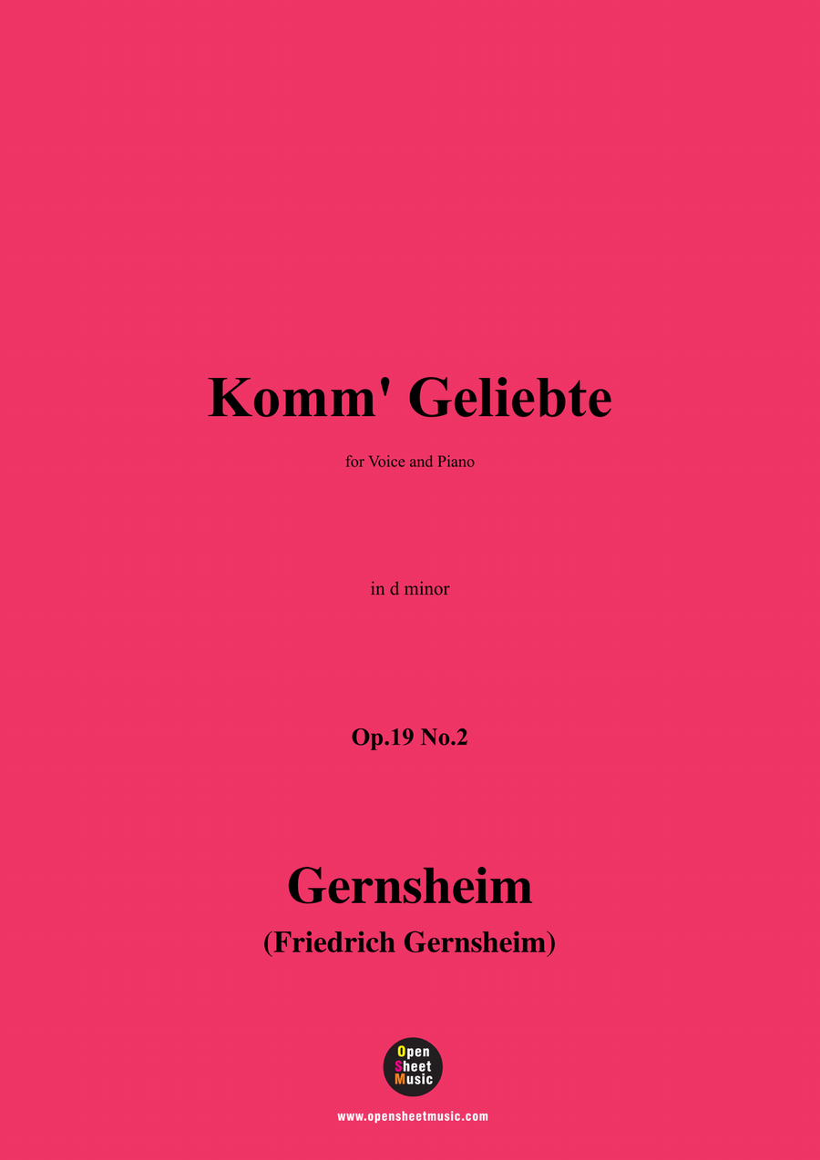 Gernsheim-Komm' Geliebte,in d minor Piano, Vocal scores gallery preview page 1