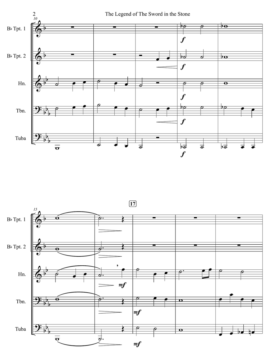 The Legend Of The Sword In The Stone Brass Quintet scores gallery preview page 2