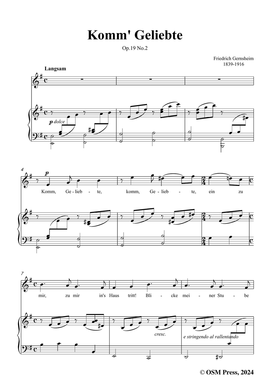 Gernsheim-Komm' Geliebte,in e minor Piano, Vocal scores gallery preview page 3