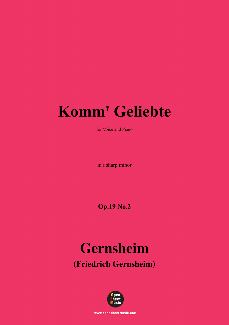Gernsheim-Komm' Geliebte,in f sharp minor Piano, Vocal scores gallery preview page 1