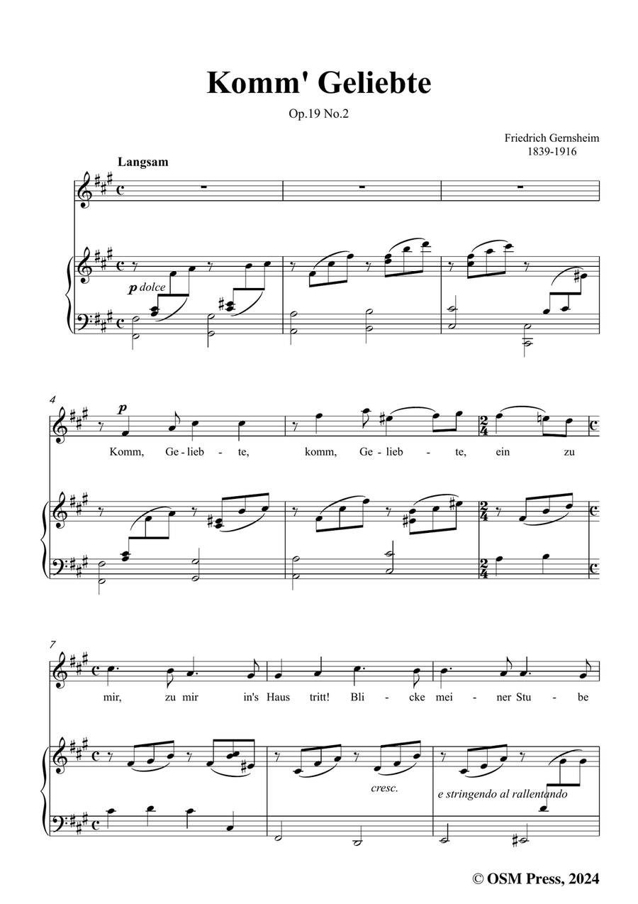 Gernsheim-Komm' Geliebte,in f sharp minor Piano, Vocal scores gallery preview page 3