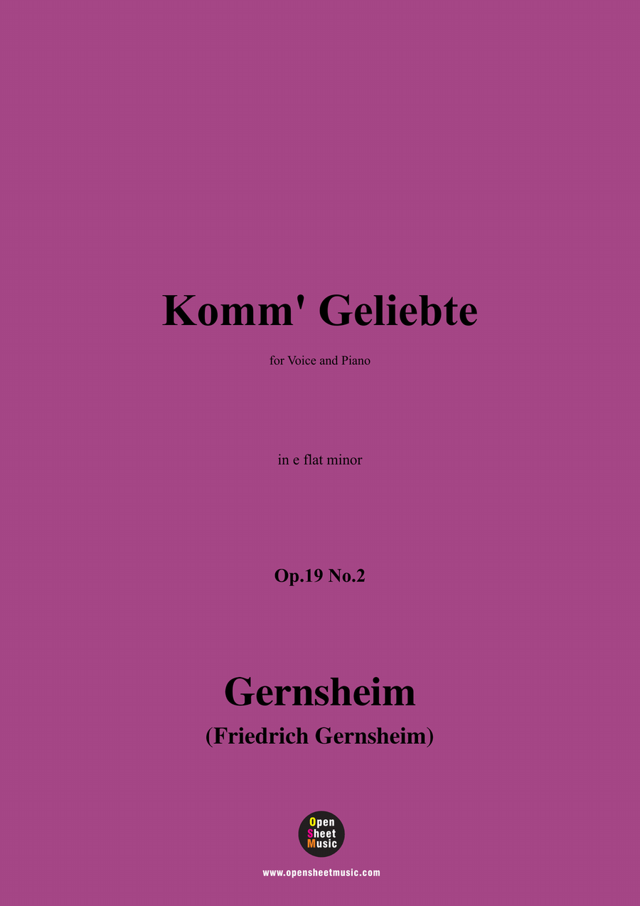 Gernsheim-Komm' Geliebte,in e flat minor Piano, Vocal scores gallery preview page 1
