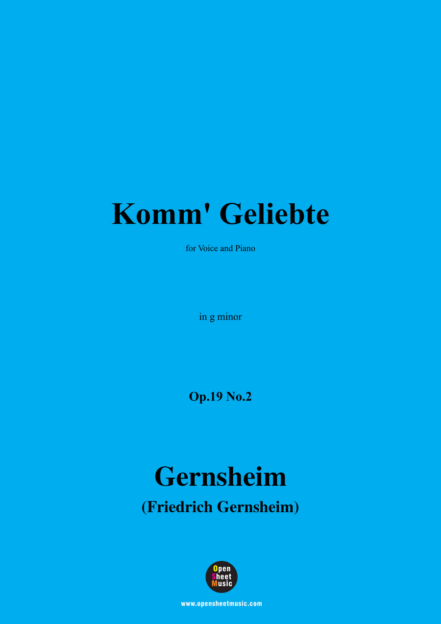 Gernsheim-Komm' Geliebte,in g minor Piano, Vocal scores gallery preview page 1
