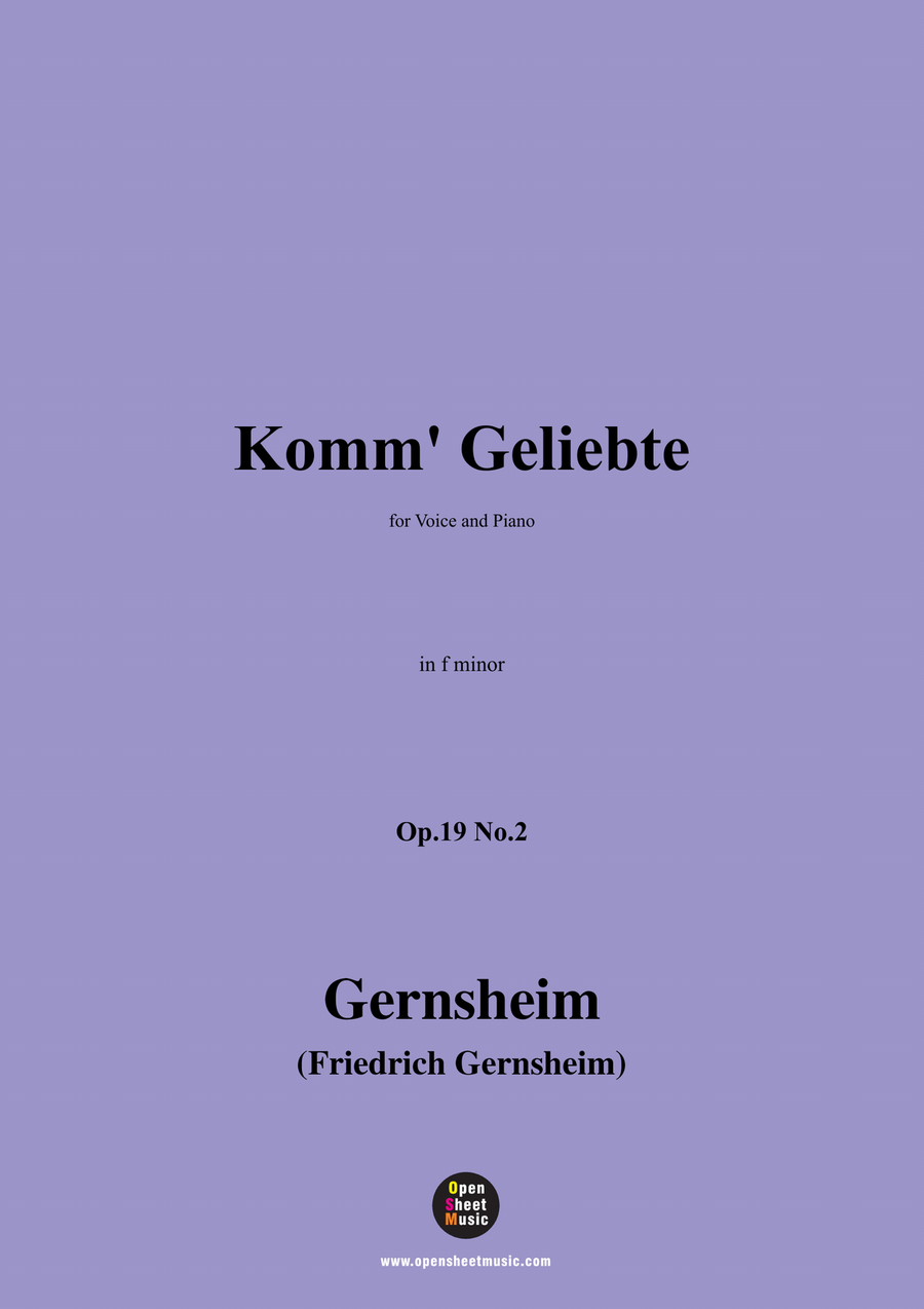 Gernsheim-Komm' Geliebte,in f minor Piano, Vocal scores gallery preview page 1