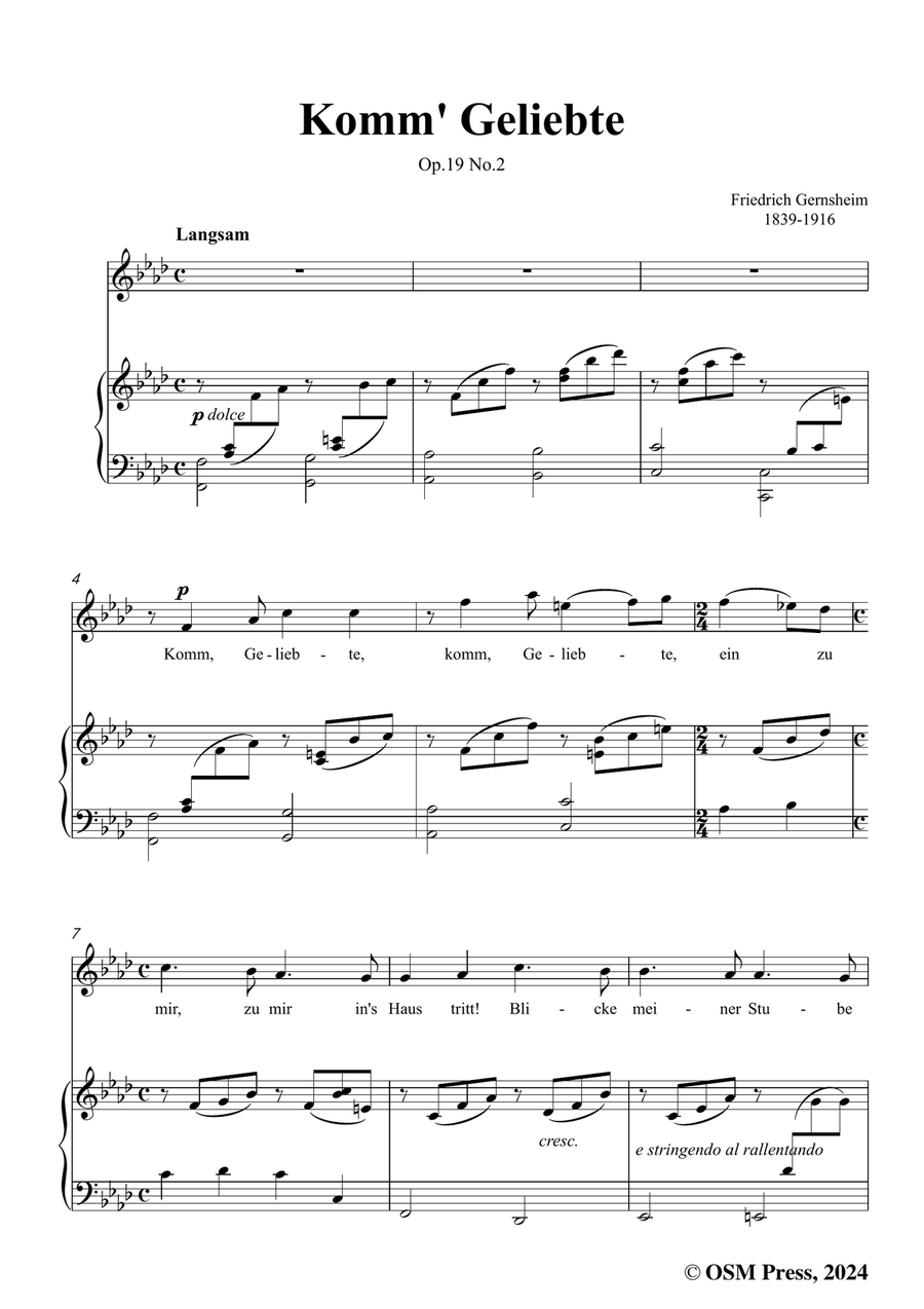 Gernsheim-Komm' Geliebte,in f minor Piano, Vocal scores gallery preview page 3