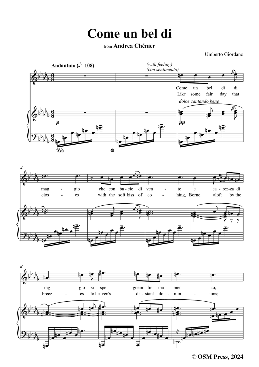 U. Giordano-Come un bel di,in b flat minor Piano, Vocal scores gallery preview page 3