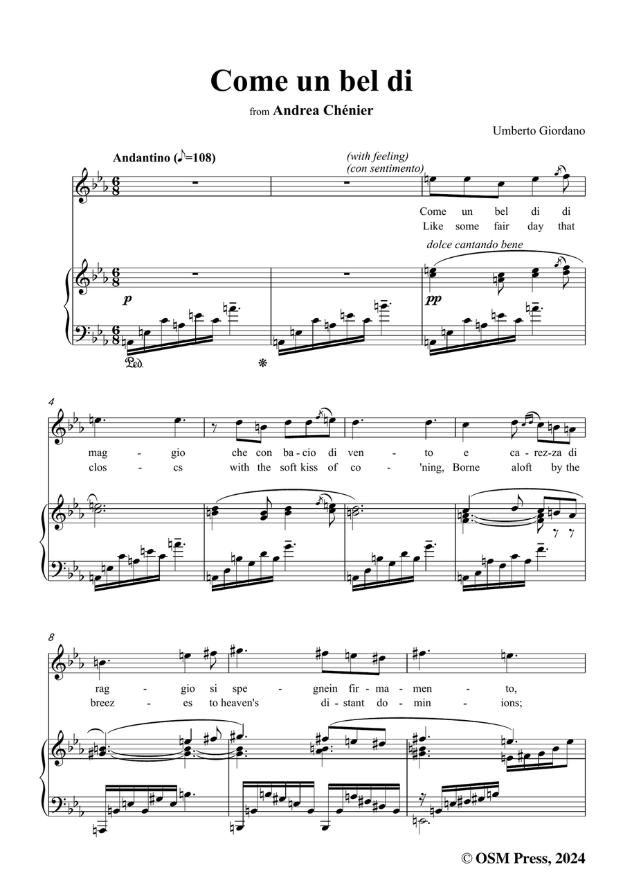 U. Giordano-Come un bel di,in c minor Piano, Vocal scores gallery preview page 3