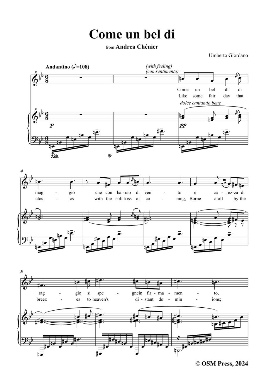 U. Giordano-Come un bel di,in g minor Piano, Vocal scores gallery preview page 3