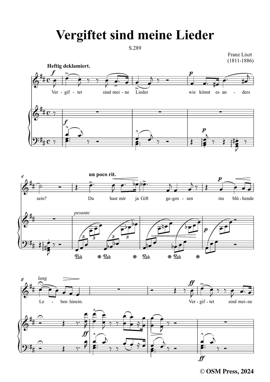 Liszt-Vergiftet sind meine Lieder,S.289,in b minor Piano, Vocal scores gallery preview page 3