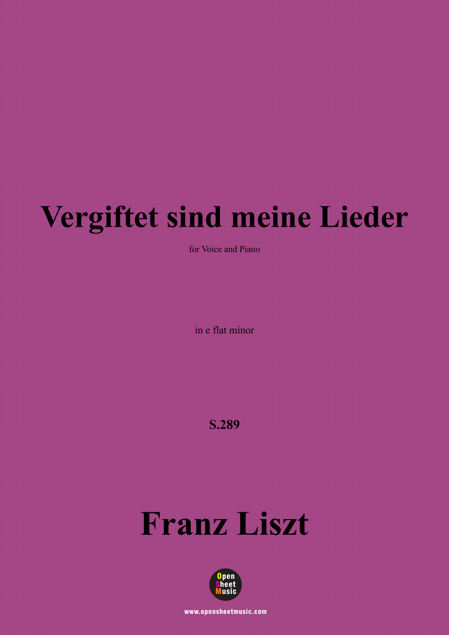 Liszt-Vergiftet sind meine Lieder,S.289,in e flat minor Piano, Vocal scores gallery preview page 1