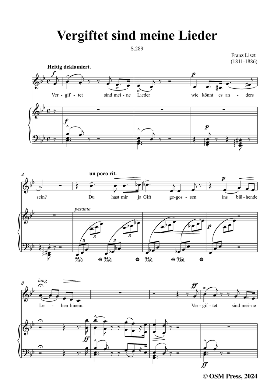 Liszt-Vergiftet sind meine Lieder,S.289,in g minor Piano, Vocal scores gallery preview page 3