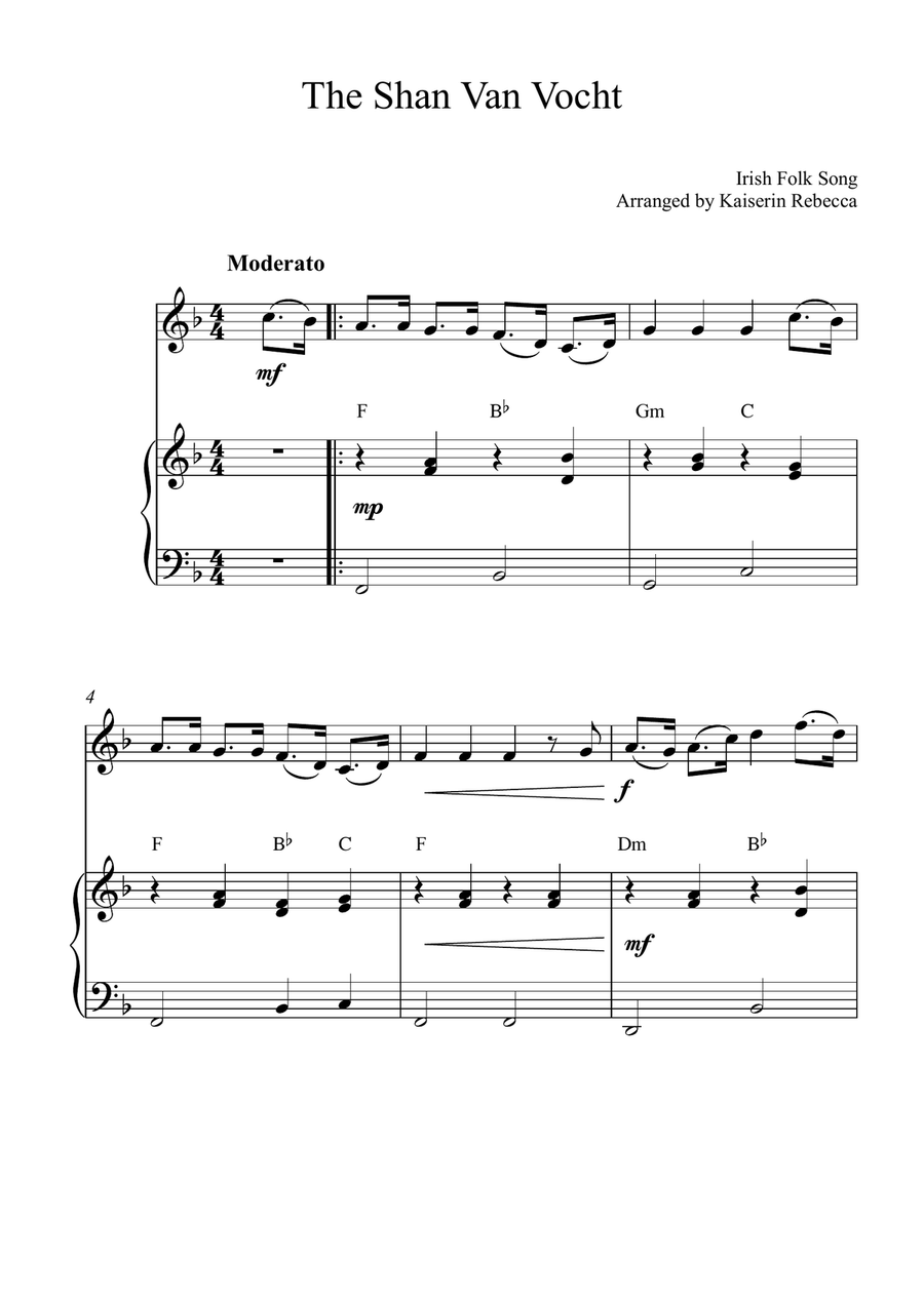 The Shan Van Vocht The Shan Van Vocht Piano scores gallery preview page 1