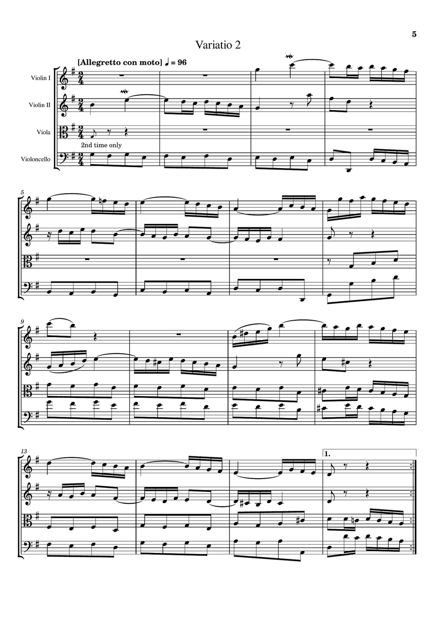 Bach - Goldberg Variationen, BWV 988, for String Quartet Complete Original Score and Parts String Quartet scores gallery preview page 5