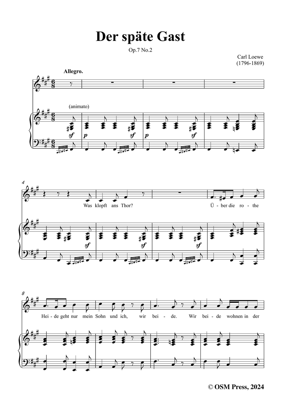 C. Loewe-Der späte Gast, in f sharp minor Piano, Vocal scores gallery preview page 3