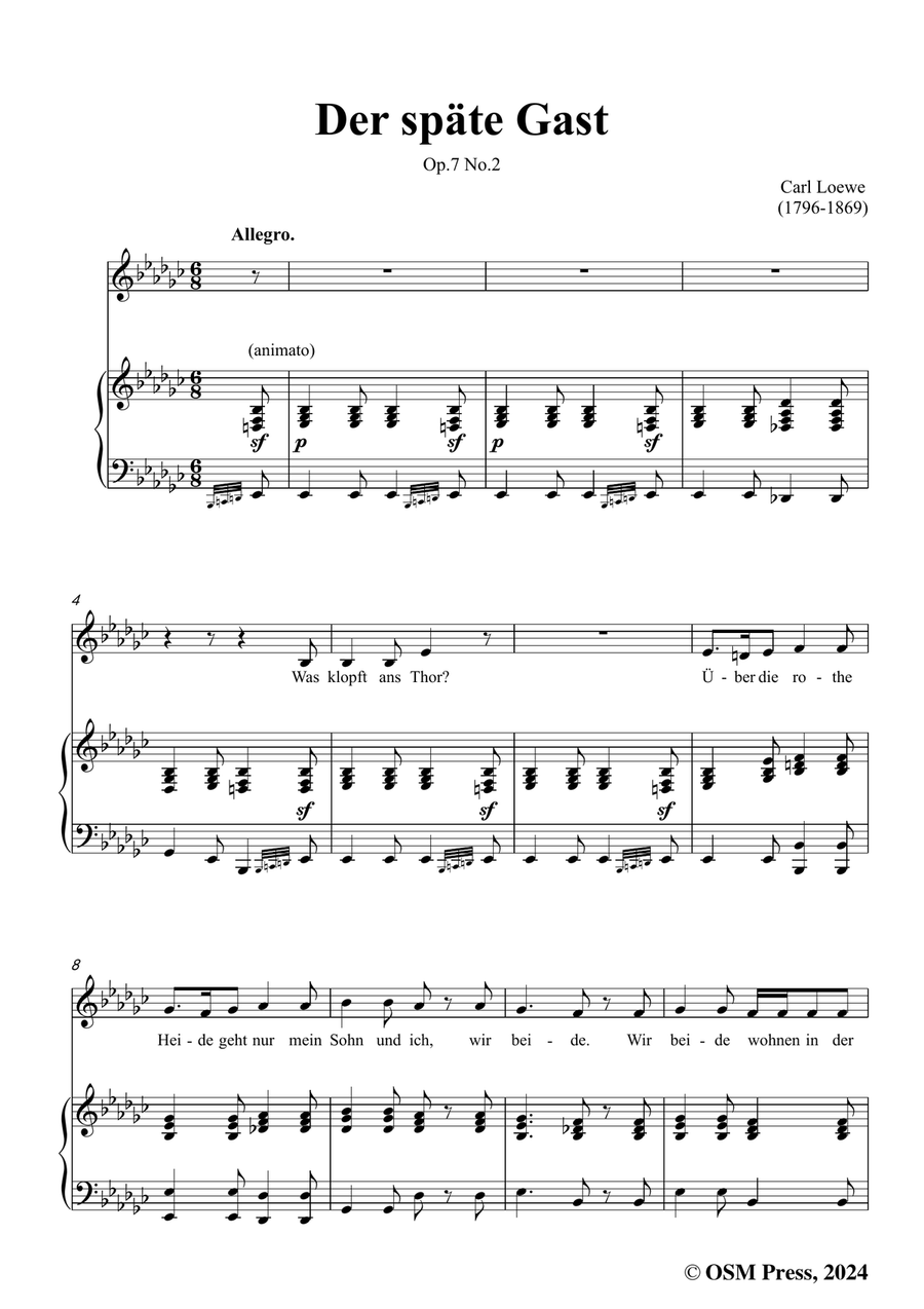C. Loewe-Der späte Gast, in e flat minor Piano, Vocal scores gallery preview page 3