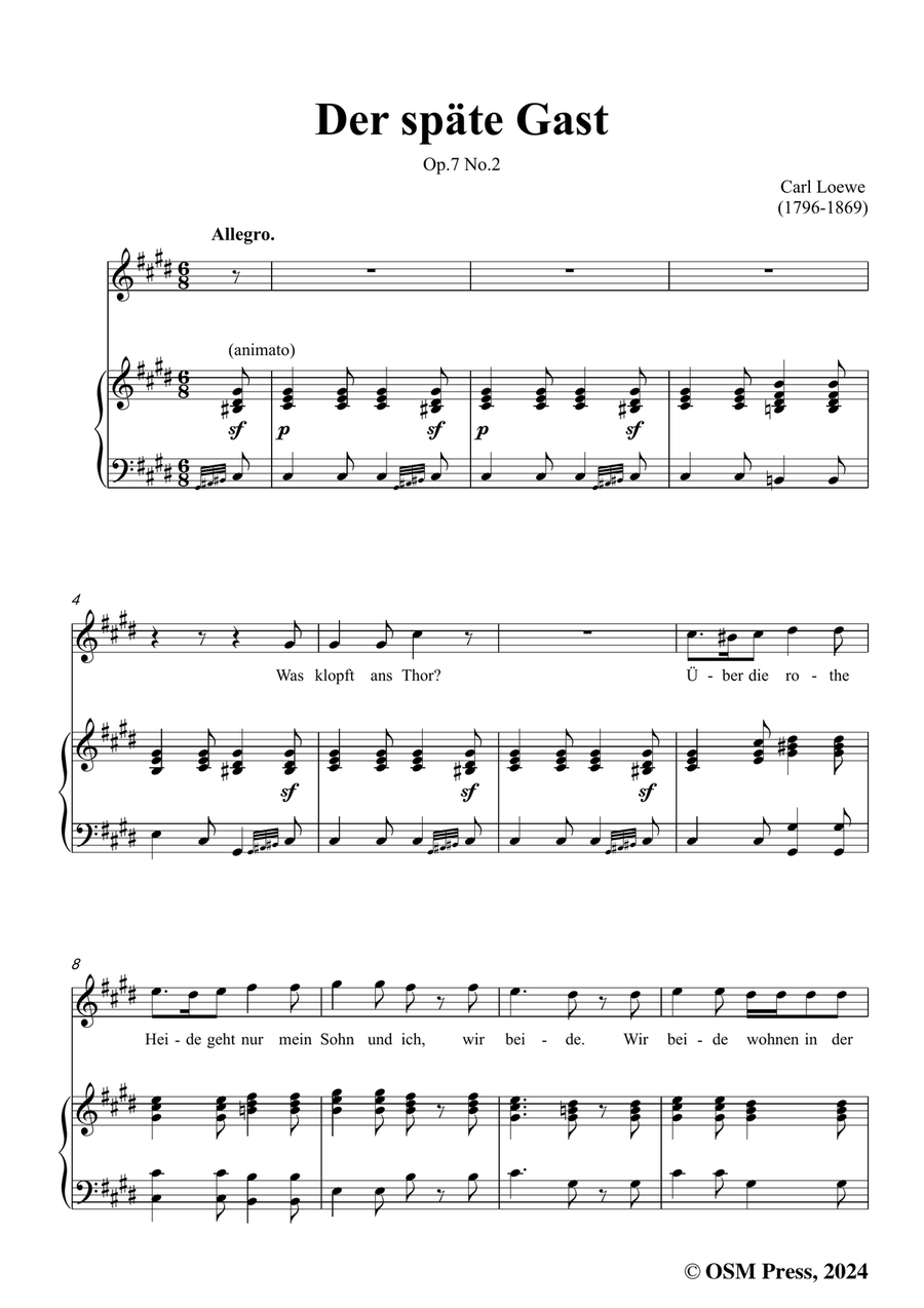 C. Loewe-Der späte Gast, in c sharp minor Piano, Vocal scores gallery preview page 3