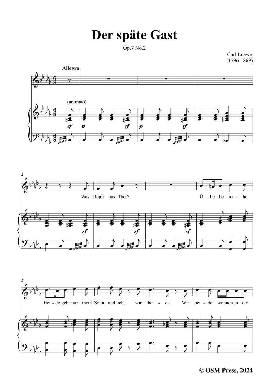 C. Loewe-Der späte Gast, in b flat minor Piano, Vocal scores gallery preview page 3
