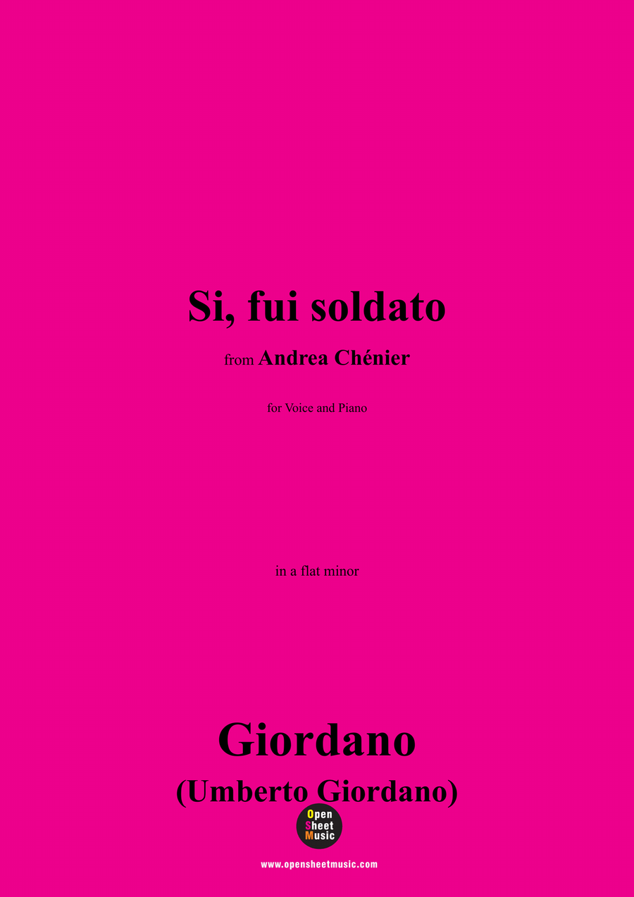 U. Giordano-Si,fui soldato,in a flat minor Piano, Vocal scores gallery preview page 1