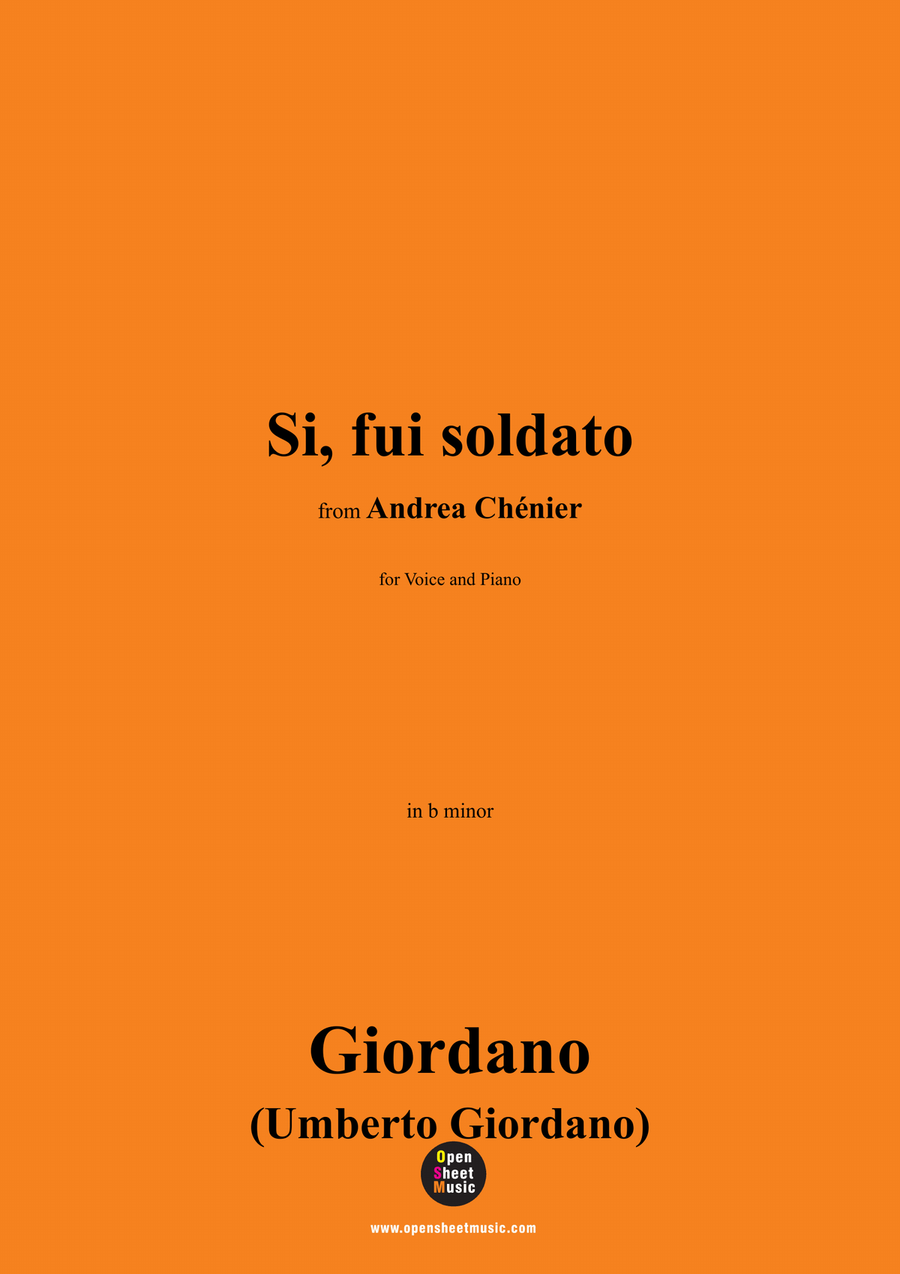 U. Giordano-Si,fui soldato,in b minor Piano, Vocal scores gallery preview page 1