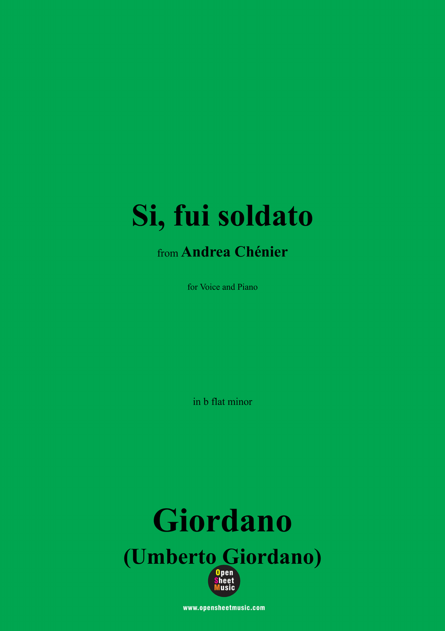 U. Giordano-Si,fui soldato,in b flat minor Piano, Vocal scores gallery preview page 1