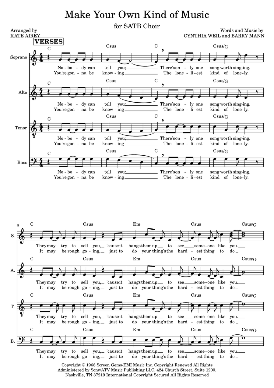 Make Your Own Kind Of Music 4-Part scores gallery preview page 1