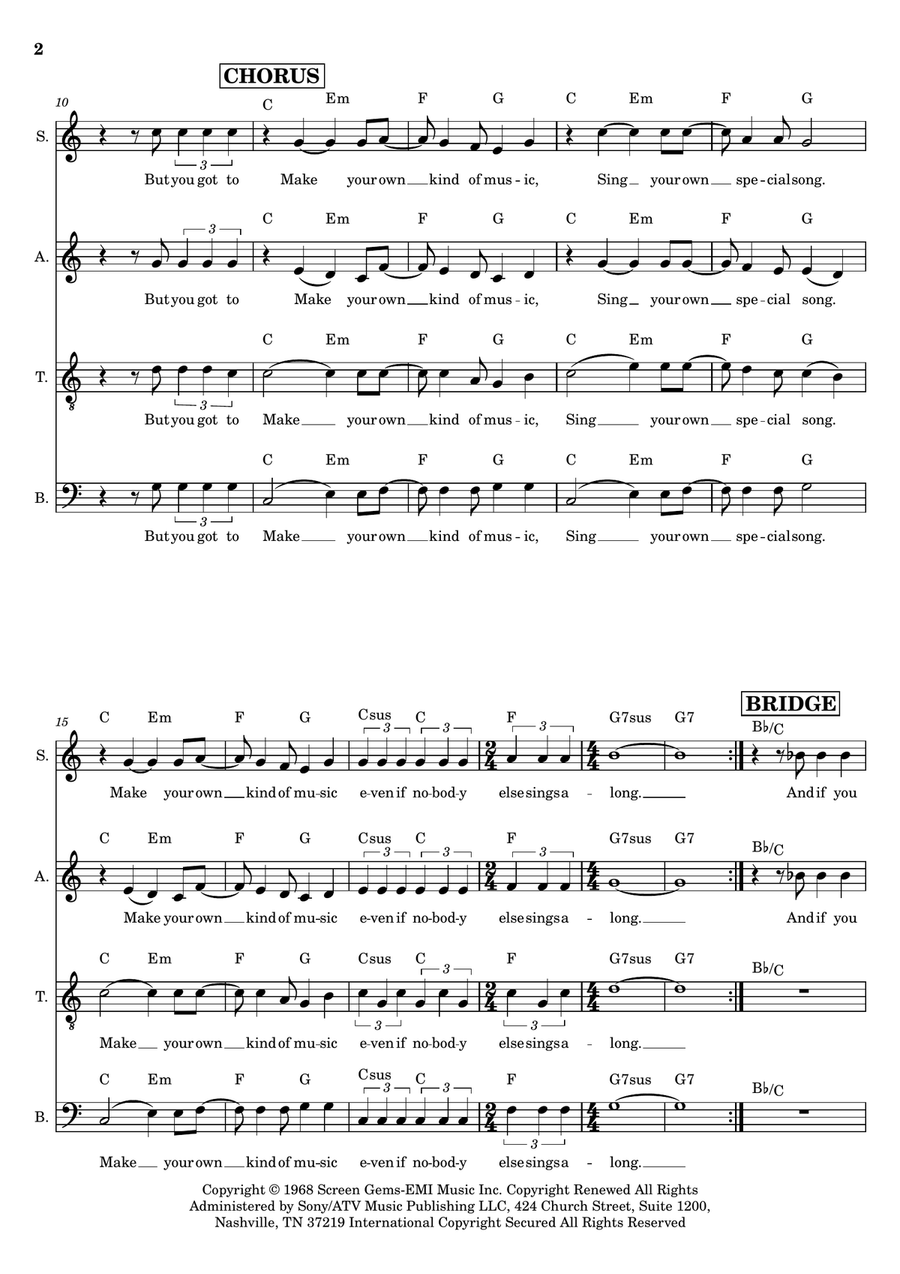 Make Your Own Kind Of Music 4-Part scores gallery preview page 2