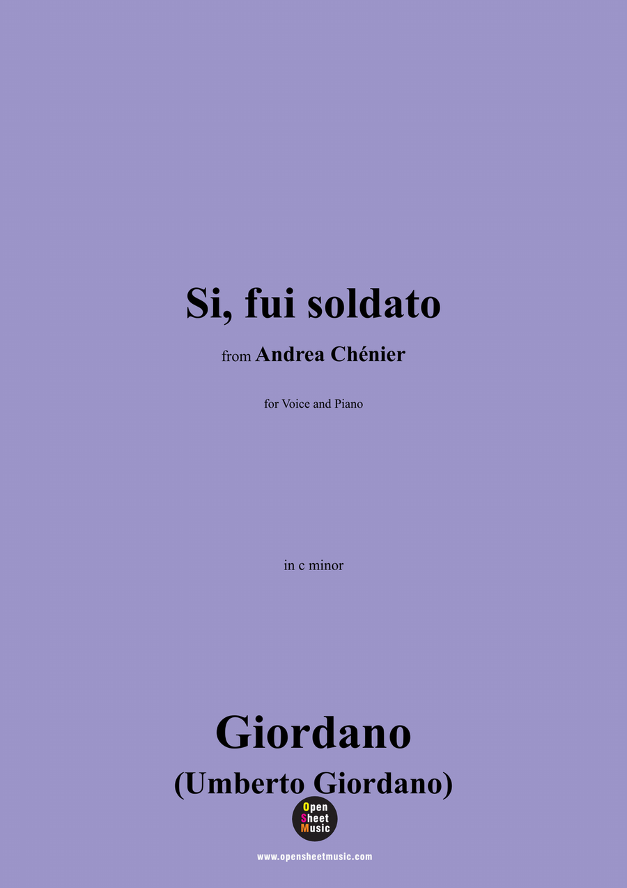 U. Giordano-Si,fui soldato,in c minor Piano, Vocal scores gallery preview page 1