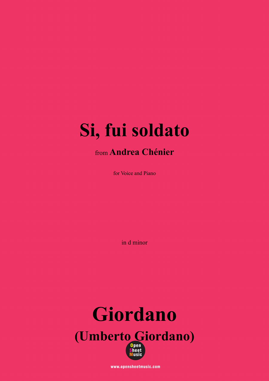 U. Giordano-Si,fui soldato,in d minor Piano, Vocal scores gallery preview page 1