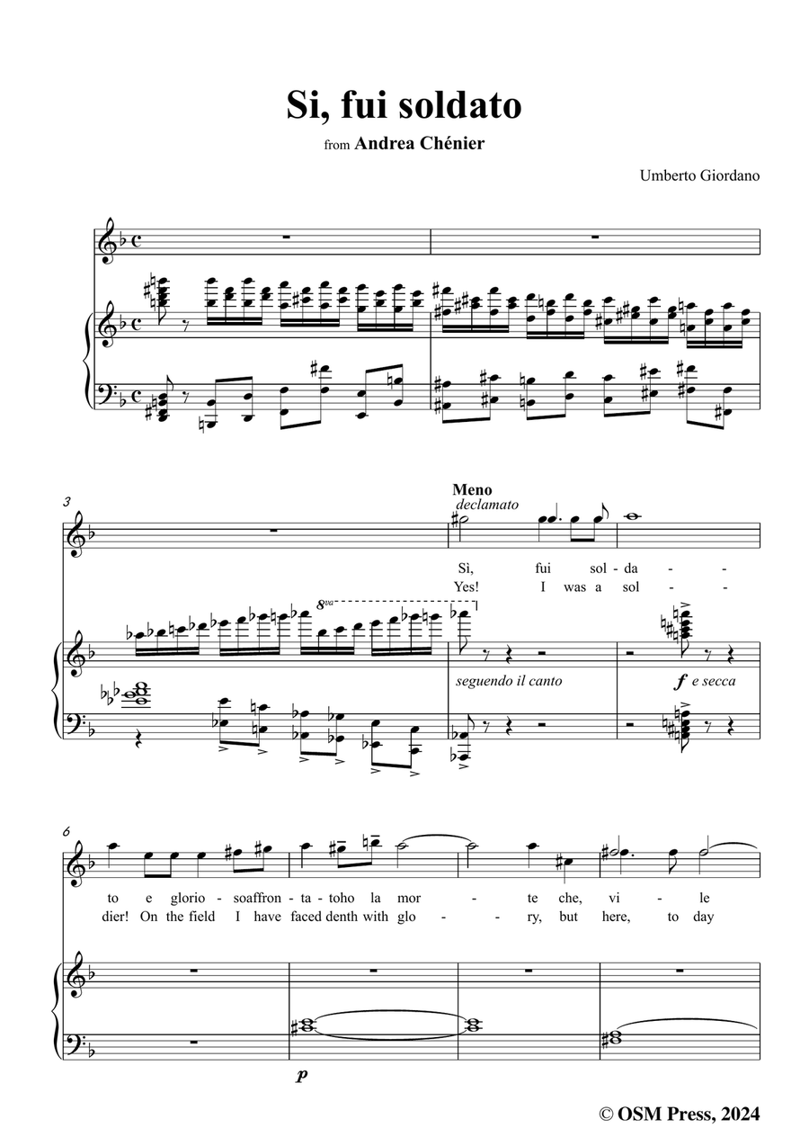 U. Giordano-Si,fui soldato,in d minor Piano, Vocal scores gallery preview page 3
