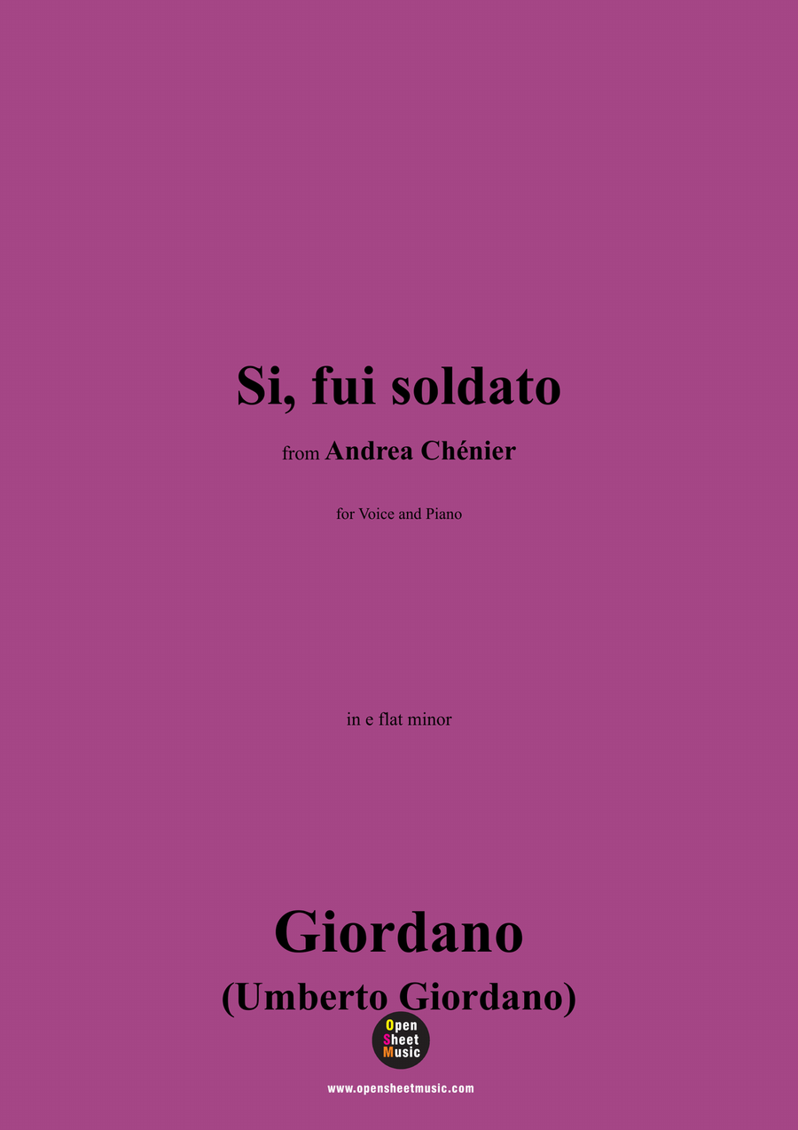 U. Giordano-Si,fui soldato,in e flat minor Piano, Vocal scores gallery preview page 1