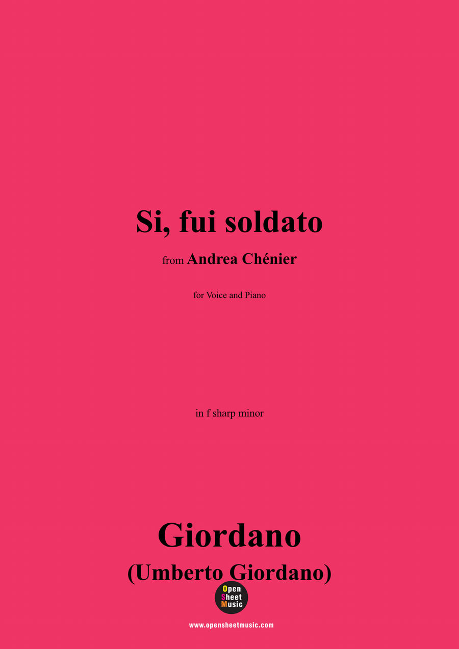 U. Giordano-Si,fui soldato,in f sharp minor Piano, Vocal scores gallery preview page 1