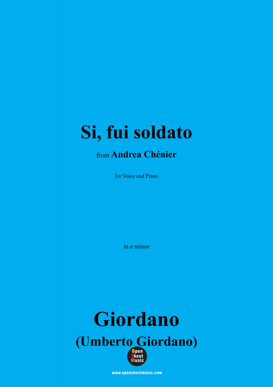 U. Giordano-Si,fui soldato,in e minor Piano, Vocal scores gallery preview page 1