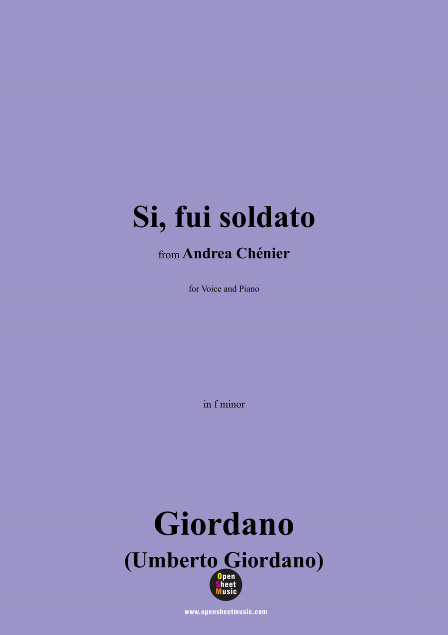 U. Giordano-Si,fui soldato,in f minor Piano, Vocal scores gallery preview page 1